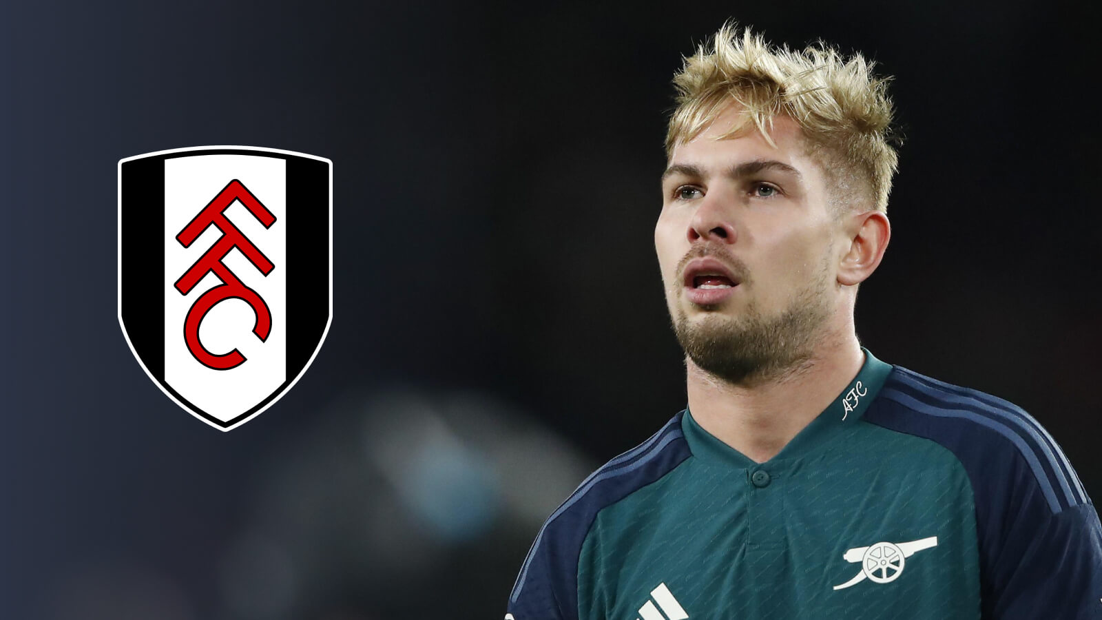 Arsenal attacker Emile Smith Rowe, Fulham badge
