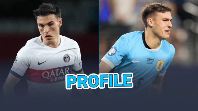 Manuel Ugarte in PSG and Uruguay kit