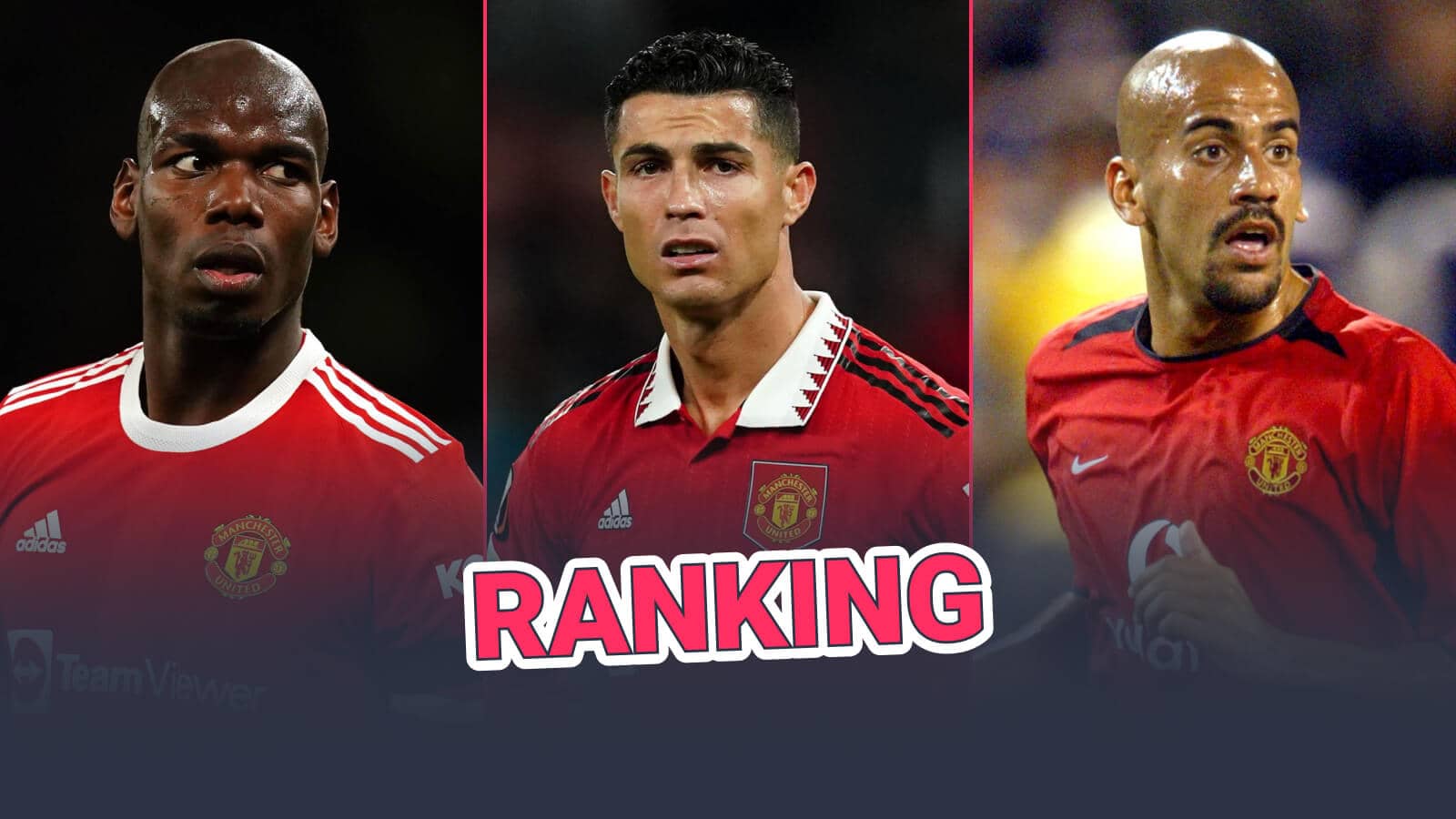 Paul Pogba, Cristiano Ronaldo and Juan Sebastian Veron at Man Utd