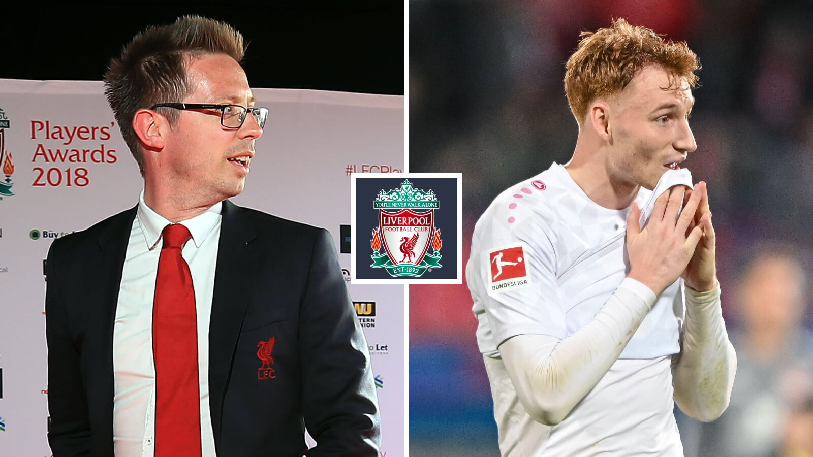 Michael Edwards and Sepp van den Berg of Liverpool