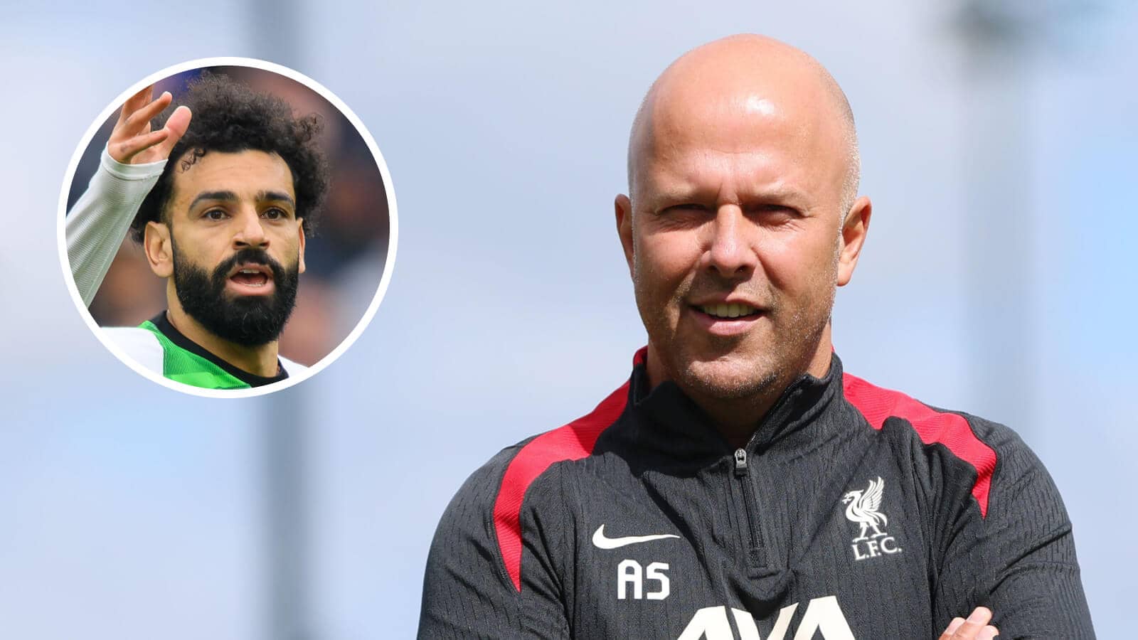 Liverpool manager Arne Slot and, inset, Mo Salah