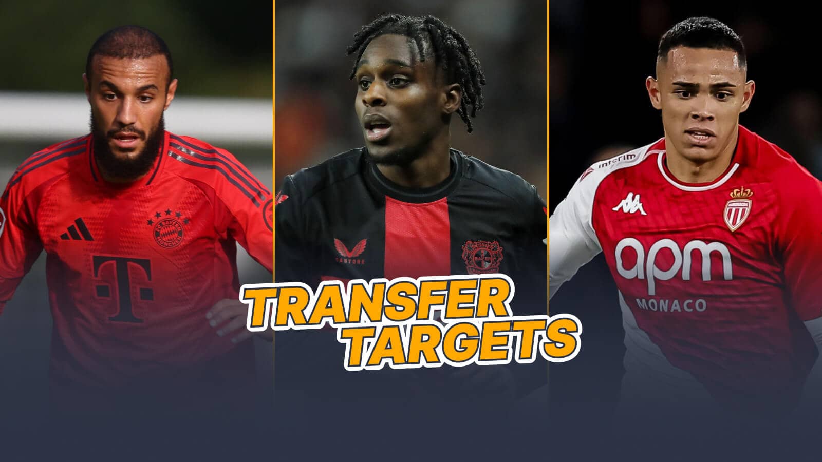 Noussair Mazraoui at Bayern Munich, Jeremie Frimpong at Bayer Leverkusen and Vanderson at Monaco