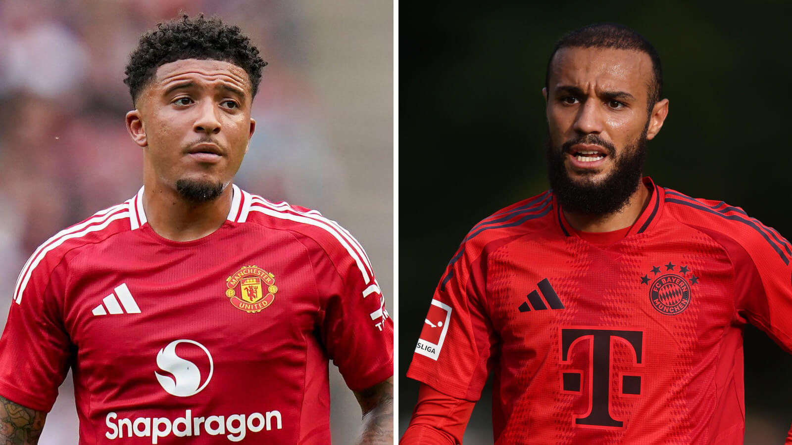 Man Utd winger Jadon Sancho, Bayern Munich right-back Noussair Mazraoui