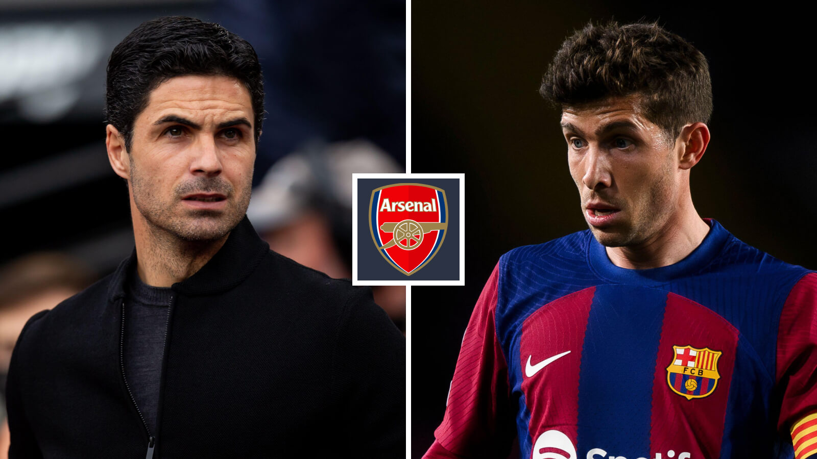 Mikel Arteta with rumoured Arsenal target Sergi Roberto