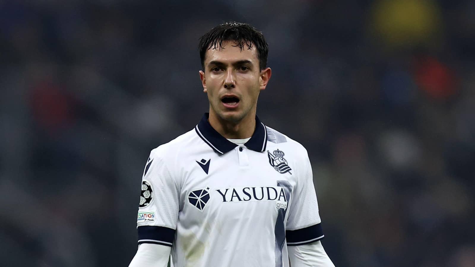 Martin Zubimendi looks shocked during Real Sociedad game