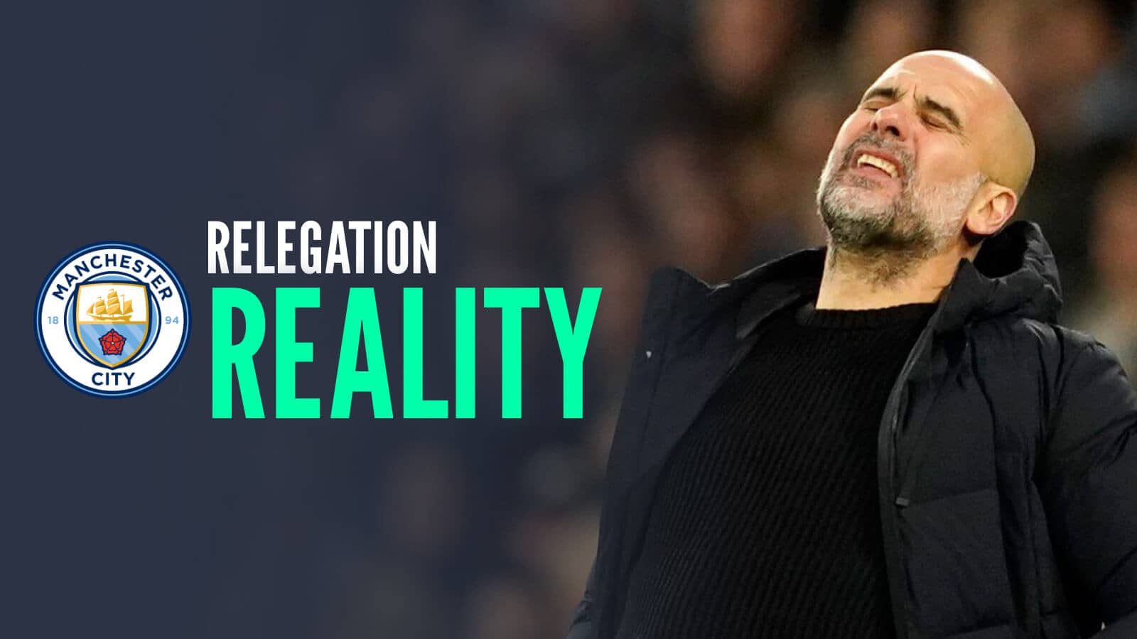 Pep Guardiola with Manchester City badge