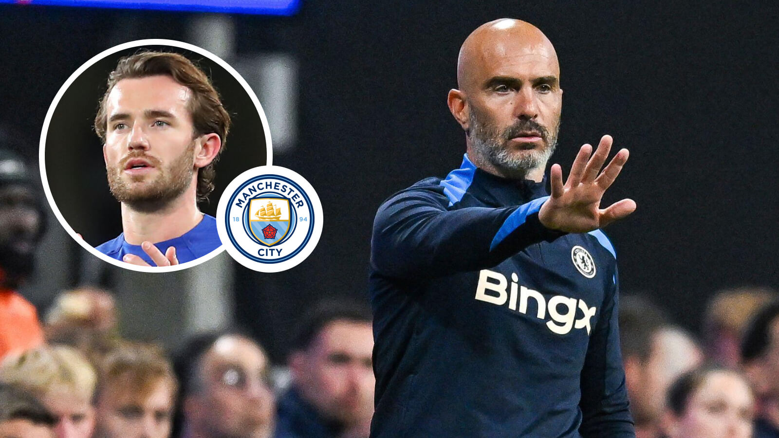 Chelsea left-back Ben Chilwell, manager Enzo Maresca
