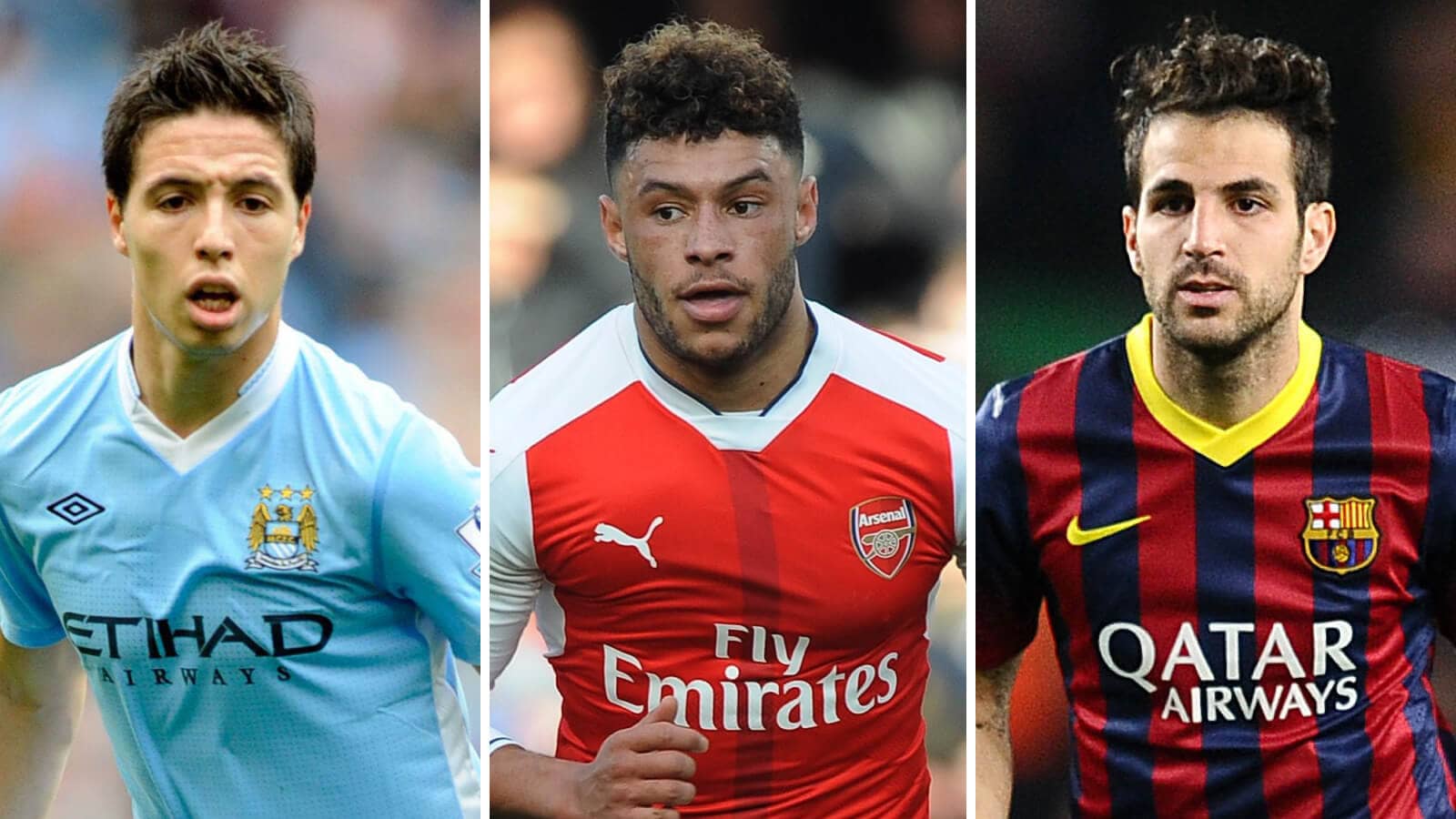 Samir Nasri, Alex Oxlade-Chamberlain and Cesc Fabregas