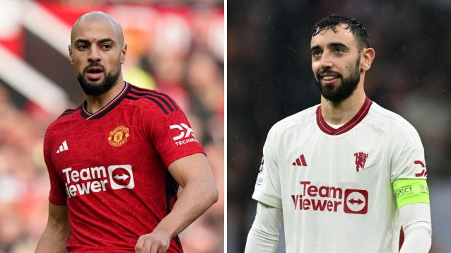 Sofyan Amrabat and Bruno Fernandes, Man Utd