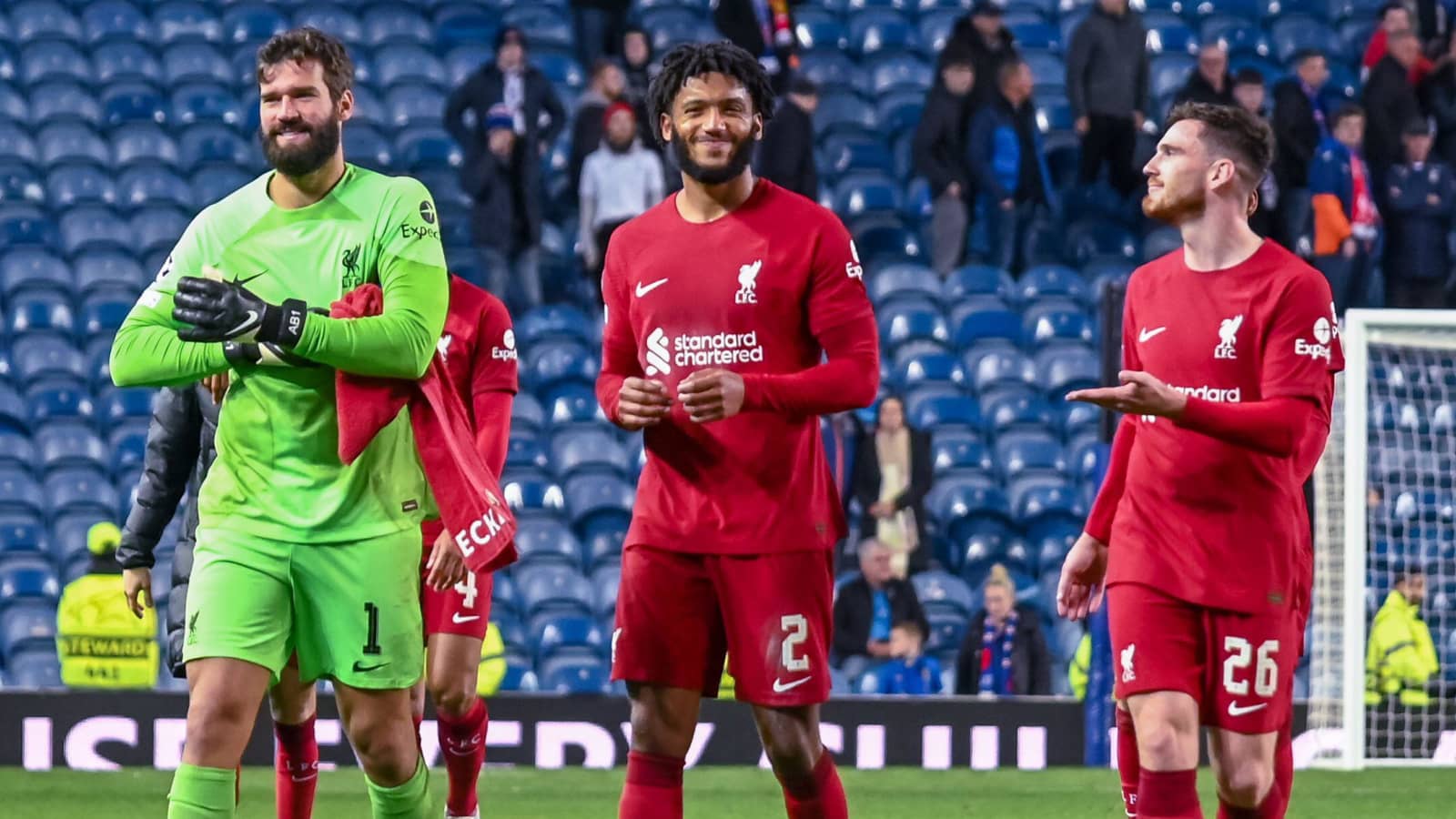 Liverpool stars Alisson Becker, Joe Gomez, Andy Robertson