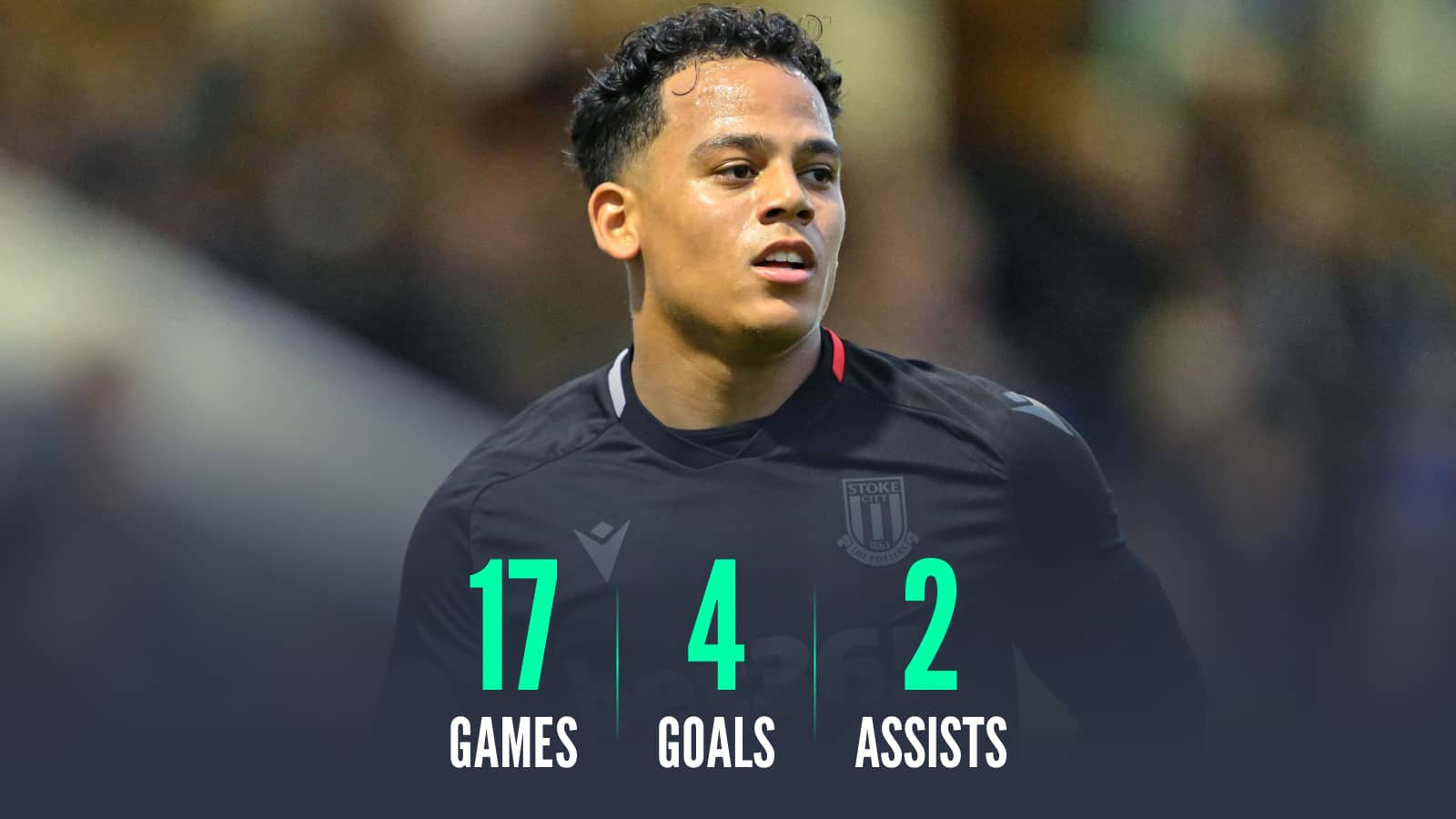 Million Manhoef has 17 games, 4 goals and 2 assists for Stoke