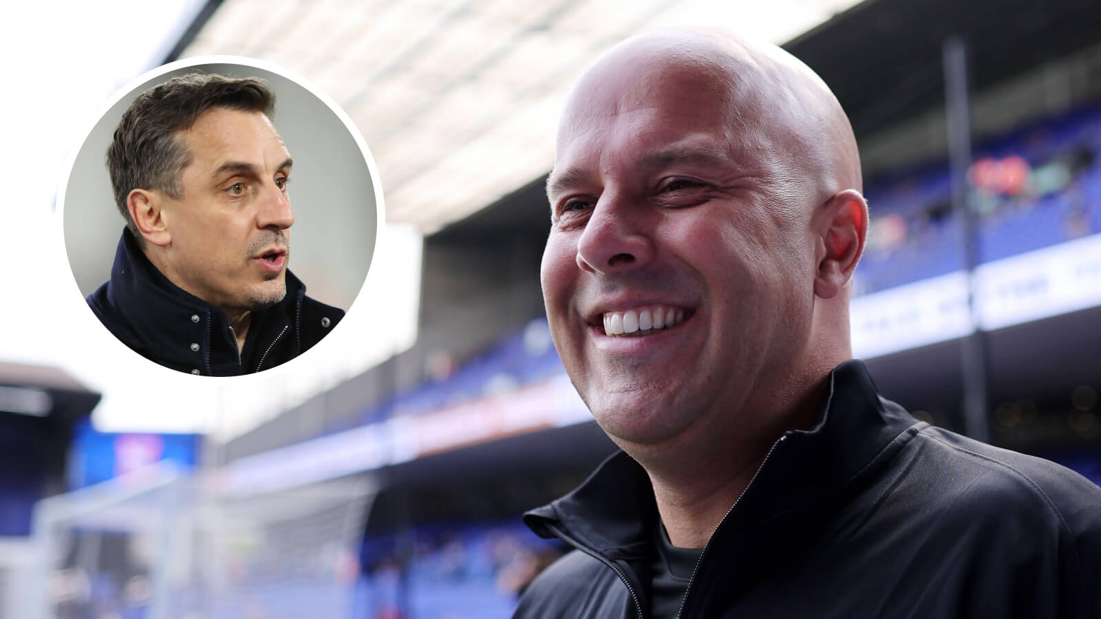 Liverpool manager Arne Slot, pundit Gary Neville