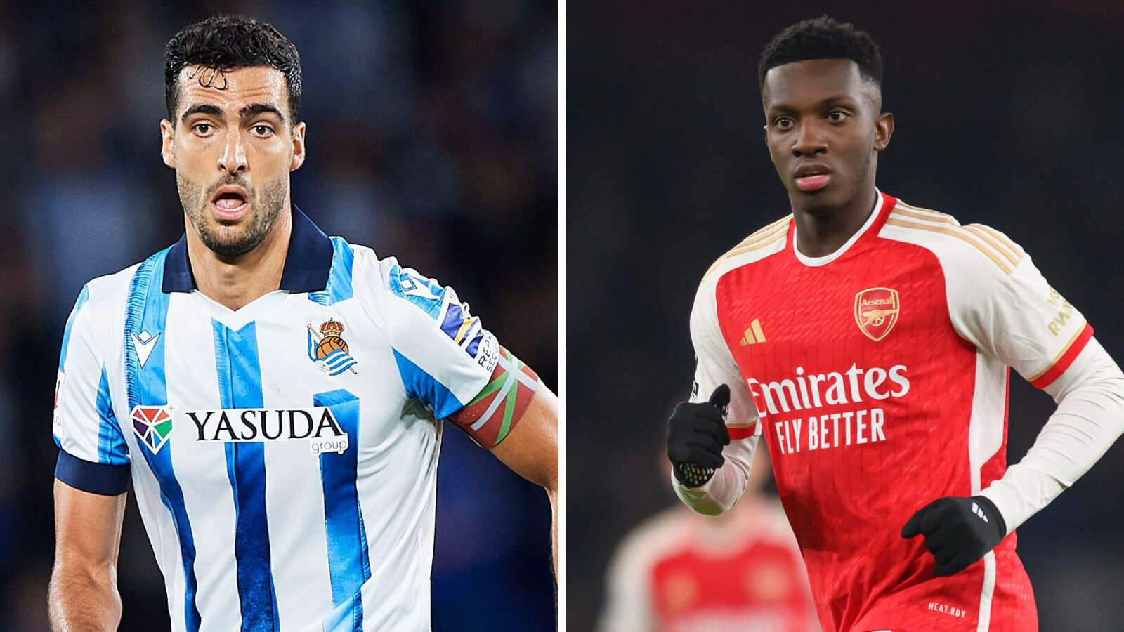 Real Sociedad midfielder Mikel Merino, Arsenal striker Eddie Nketiah