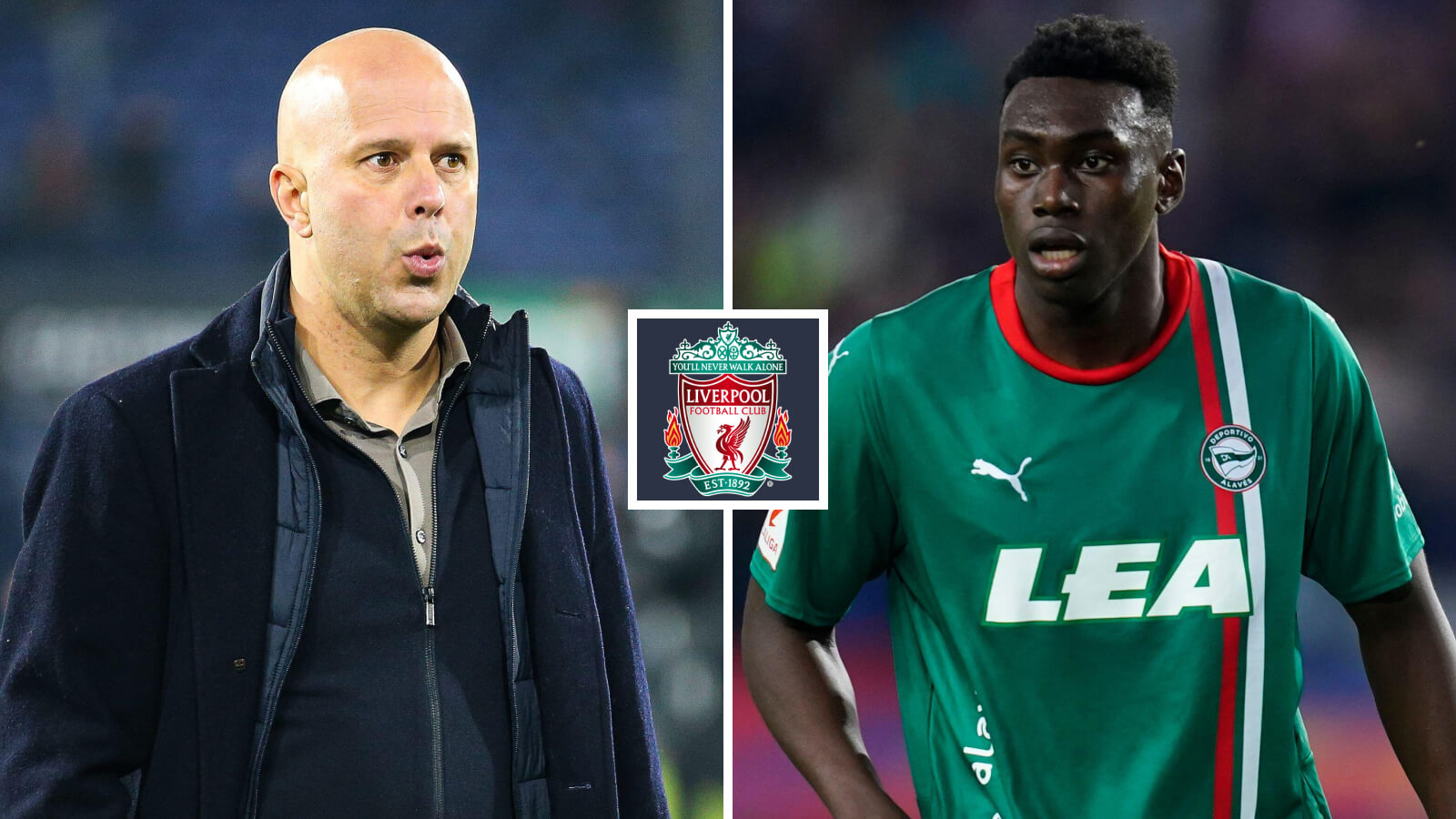 Arne Slot and rumoured Liverpool target Samu Omorodion