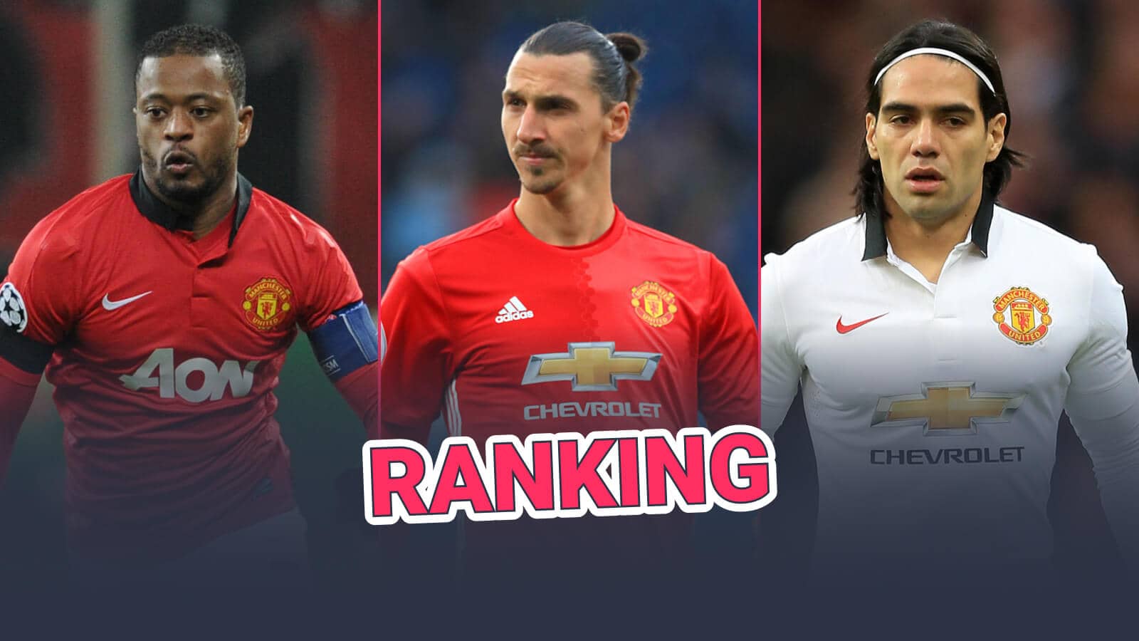 Patrice Evra, Zlatan Ibrahimovic and Edinson Cavani playing for Man Utd