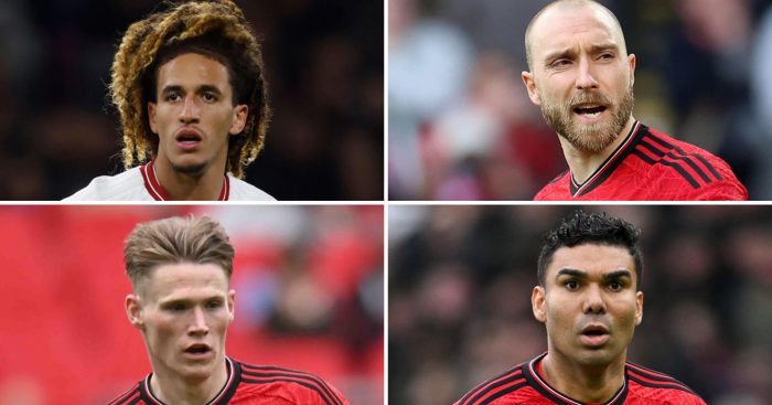 Man Utd midfielders Hannibal Mejbri, Christian Eriksen, Scott McTominay, Casemiro