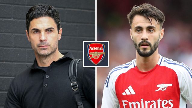 Mikel Arteta and Fabio Vieira of Arsenal