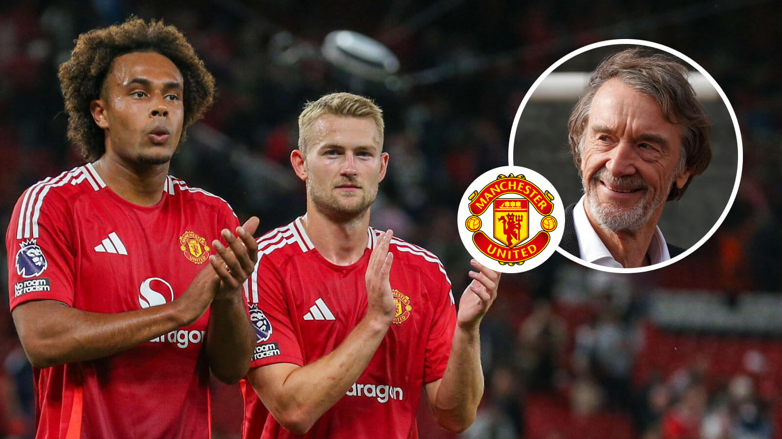 Joshua Zirkzee, Matthijs de Ligt and Sir Jim Ratcliffe, Man Utd