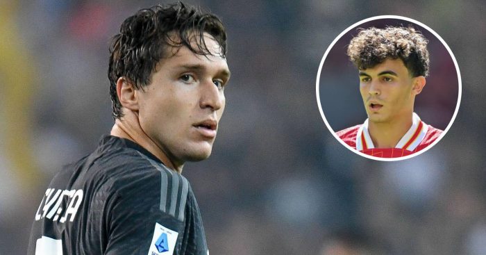 Juventus winger Federico Chiesa, Liverpool midfielder Stefan Bajcetic