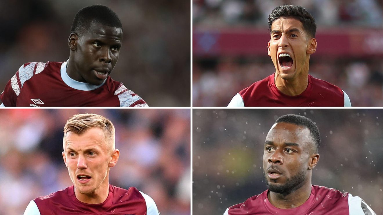 West Ham stars Kurt Zouma, Nayef Aguerd, James Ward-Prowse, Maxwel Cornet