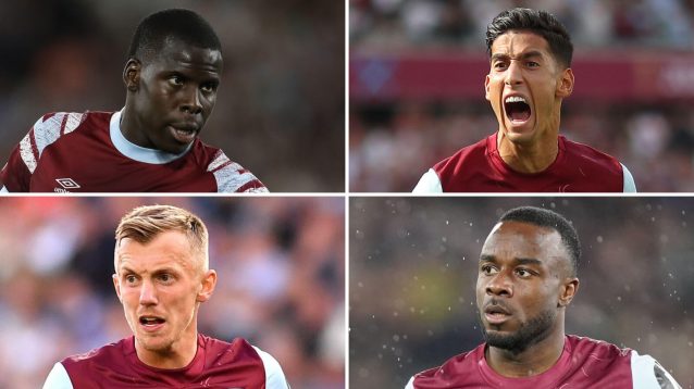 West Ham stars Kurt Zouma, Nayef Aguerd, James Ward-Prowse, Maxwel Cornet