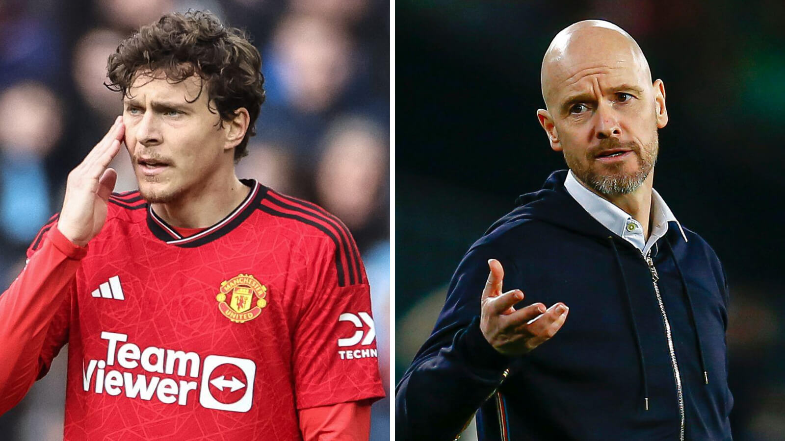 Victor Lindelof and Erik ten Hag, Man Utd