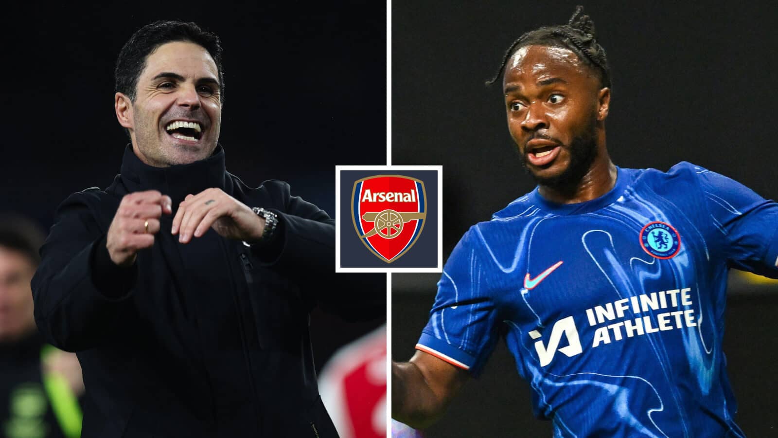 Mikel Arteta and Raheem Sterling