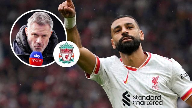 Liverpool forward Mo Salah and, inset, Sky Sports pundit, Jamie Carragher