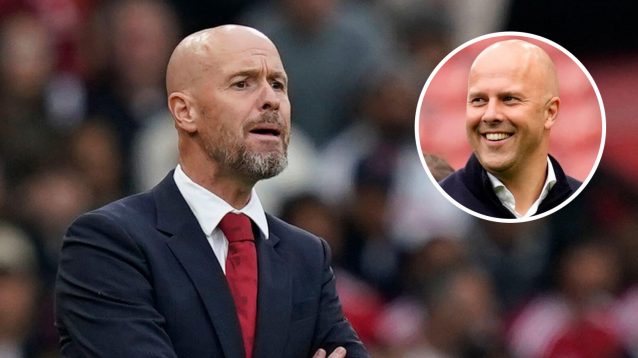 Man Utd manager Erik ten Hag, Liverpool manager Arne Slot