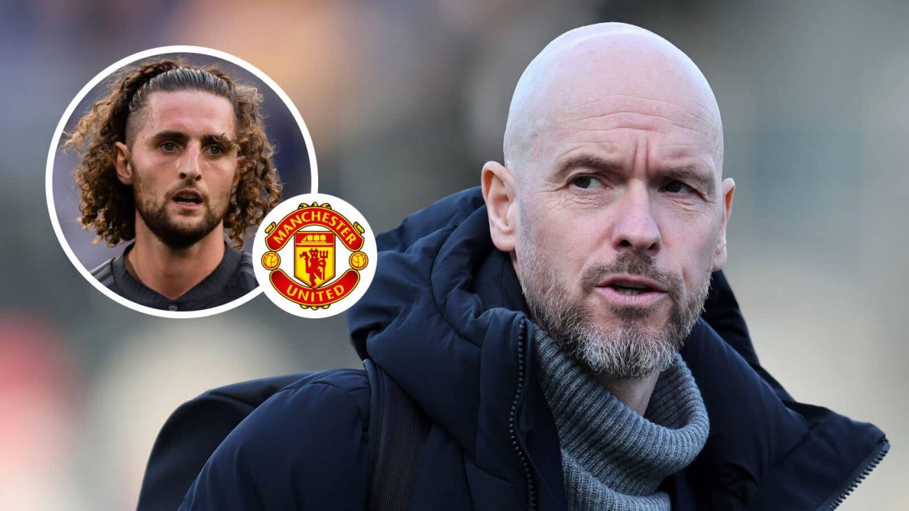 Manchester United manager Erik ten Hag and, inset, former Juventus midfielder Adrien Rabiot