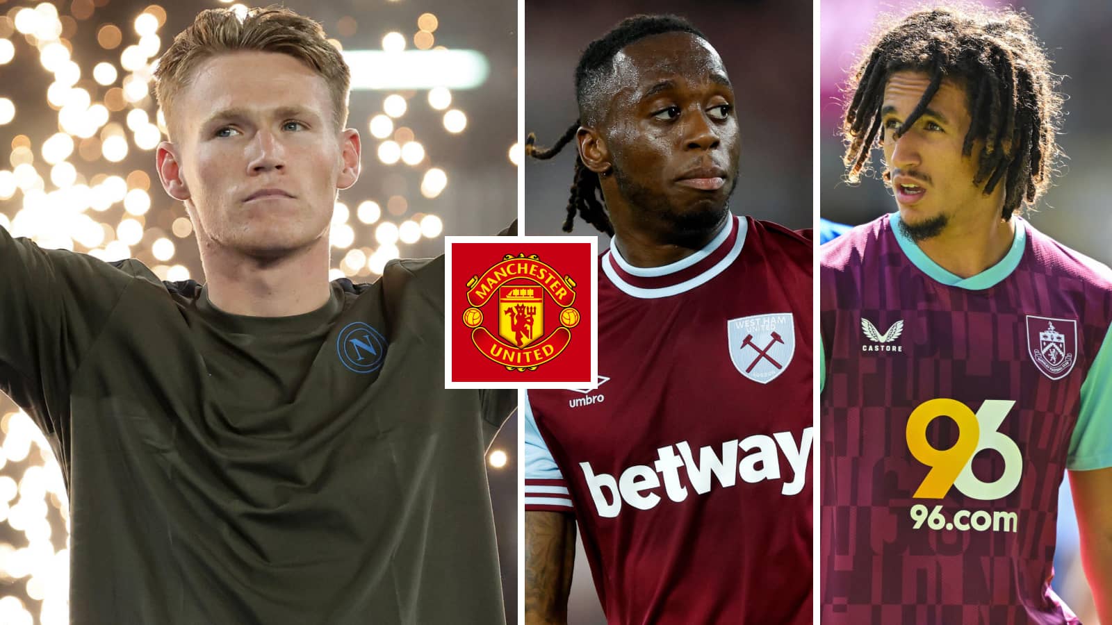Scott McTominay, Aaron Wan-Bissaka and Hannibal Mejbri