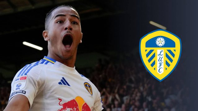 Mateo Joseph of Leeds United celebrates a goal