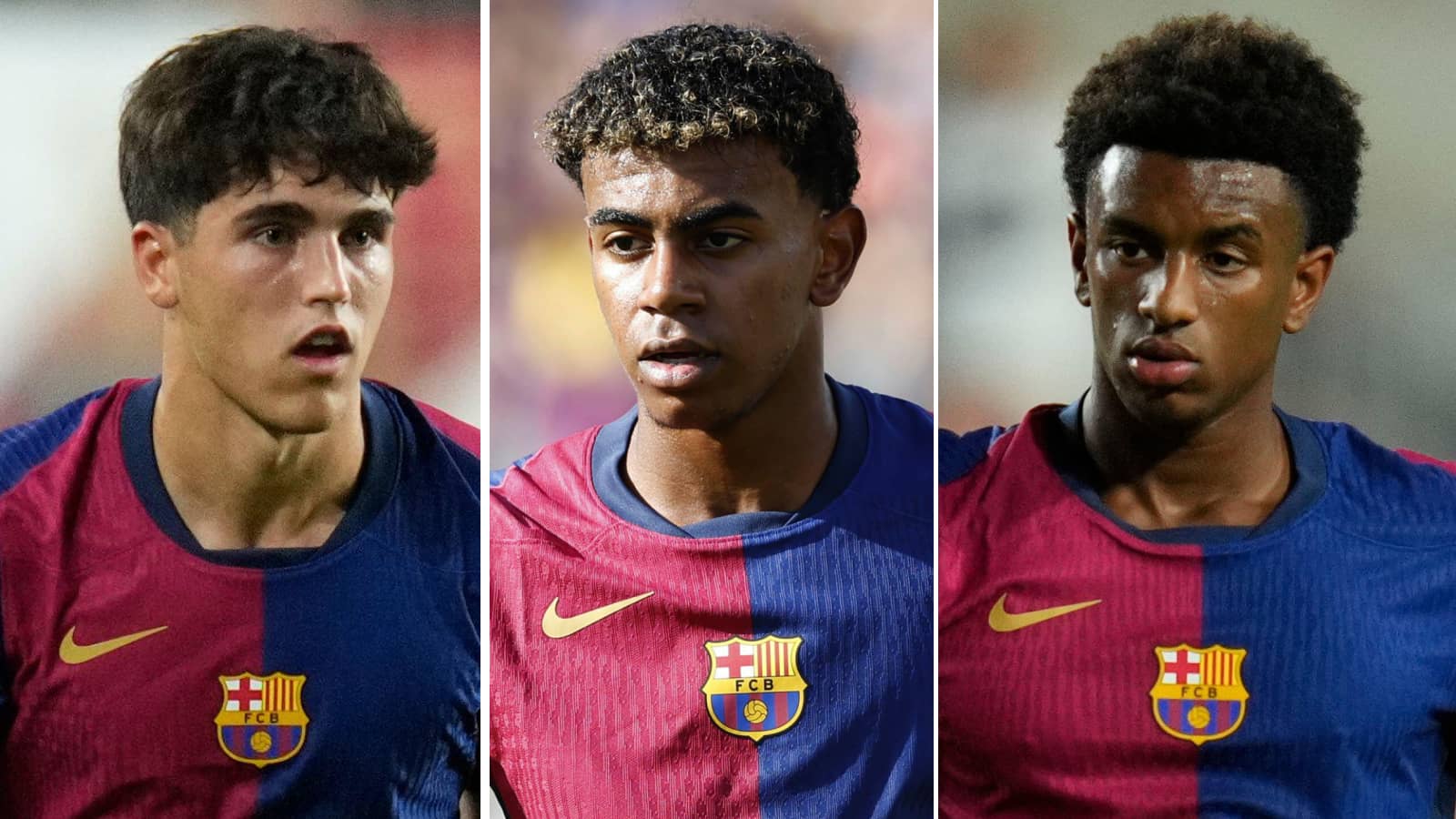 Pau Cubarsi, Lamine Yamal and Alejandro Balde at Barcelona