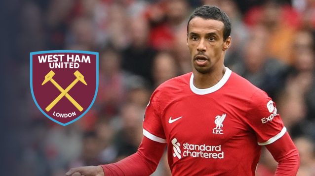 Former Liverpool centre-back Joel Matip, West Ham badge