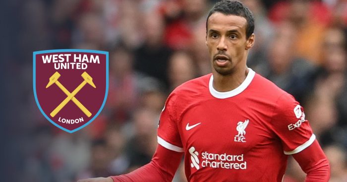 Former Liverpool centre-back Joel Matip, West Ham badge