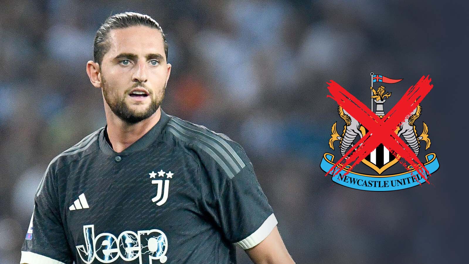 Adrien Rabiot next to the Newcastle badge