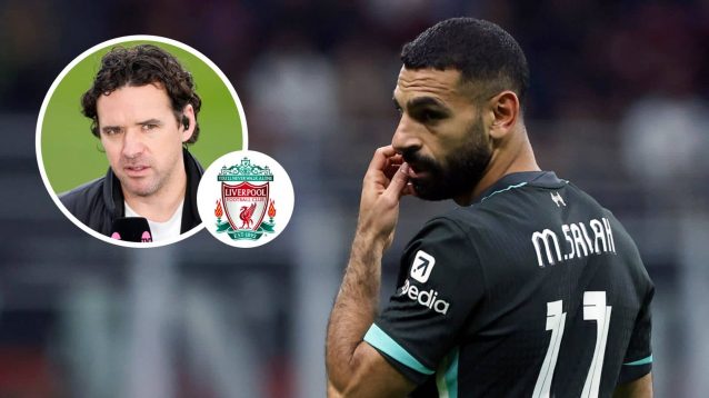 Liverpool star Mo Salah in action against AC Milan in the Champions League and, inset, Owen Hargreaves