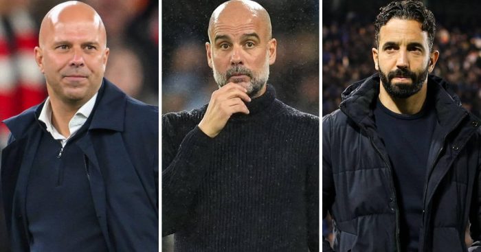 Arne Slot, Pep Guardiola and Ruben Amorim