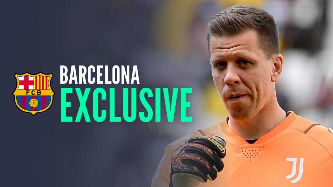 Wojciech Szczesny next to the Barcelona badge - pic copyright of TEAMtalk