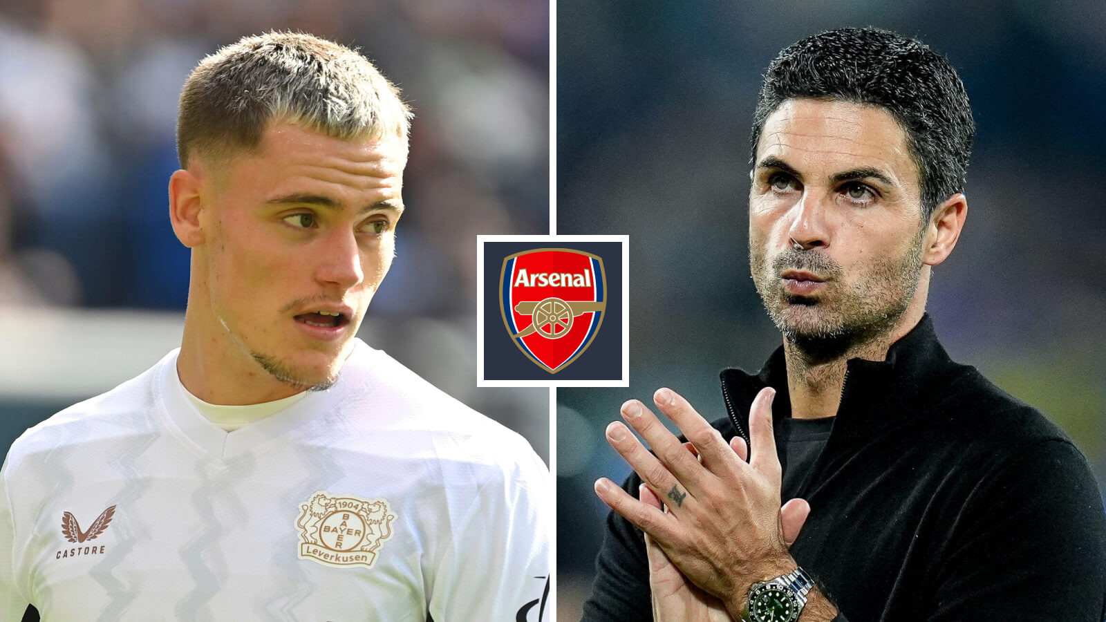 Florian Wirtz and Arsenal boss Mikel Arteta