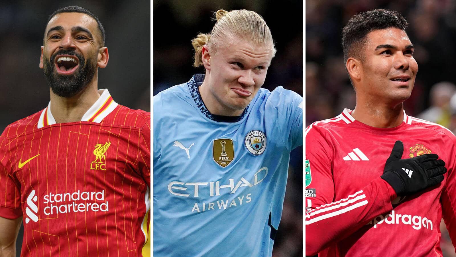 Mo Salah, Erling Haaland and Casemiro