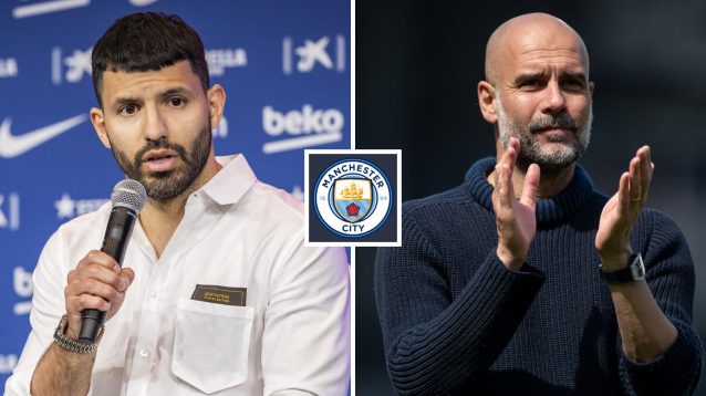 Sergio Aguero and Pep Guardiola, Man City