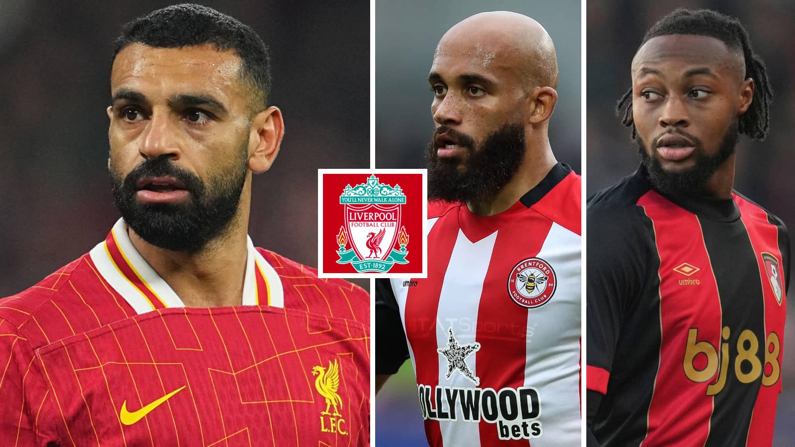 Mo Salah, Bryan Mbeumo and Antoine Semenyo