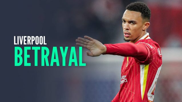 Trent Alexander-Arnold next to the words 'Liverpool betrayal'