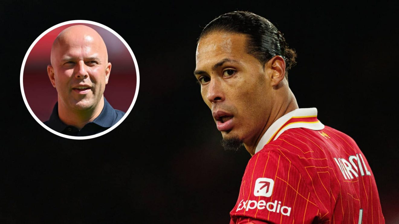 Liverpool captain Virgil van Dijk and, inset, manager Arne Slot