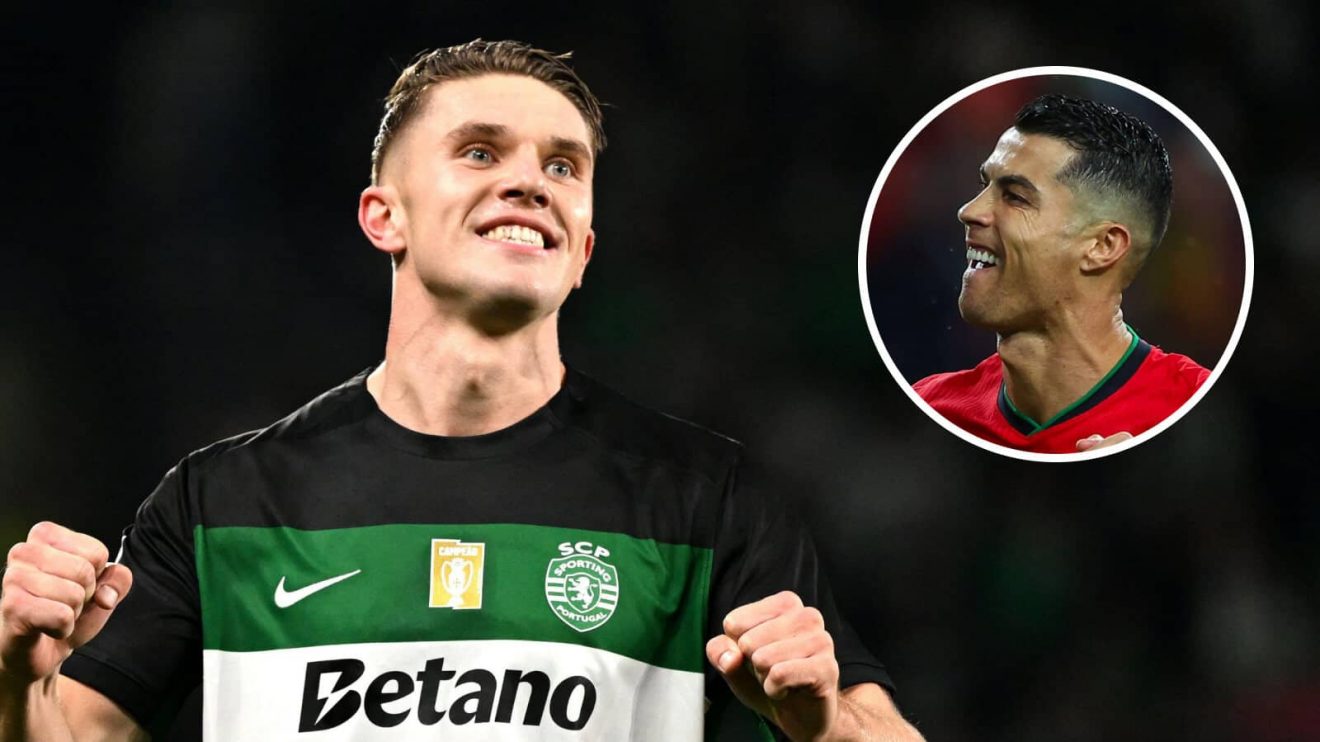 Sporting CP striker Viktor Gyokeres and, inset, Cristiano Ronaldo