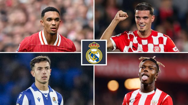 Trent Alexander-Arnold, Miguel Gutierrez, Martin Zubimendi and Nico Williams