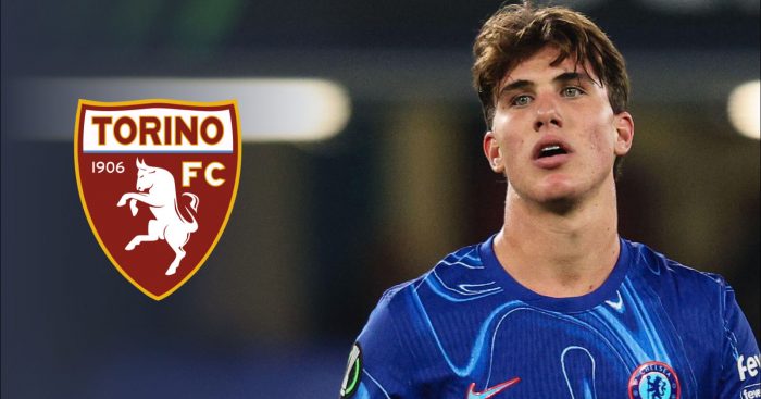 Chelsea midfielder Cesare Casadei, Torino badge