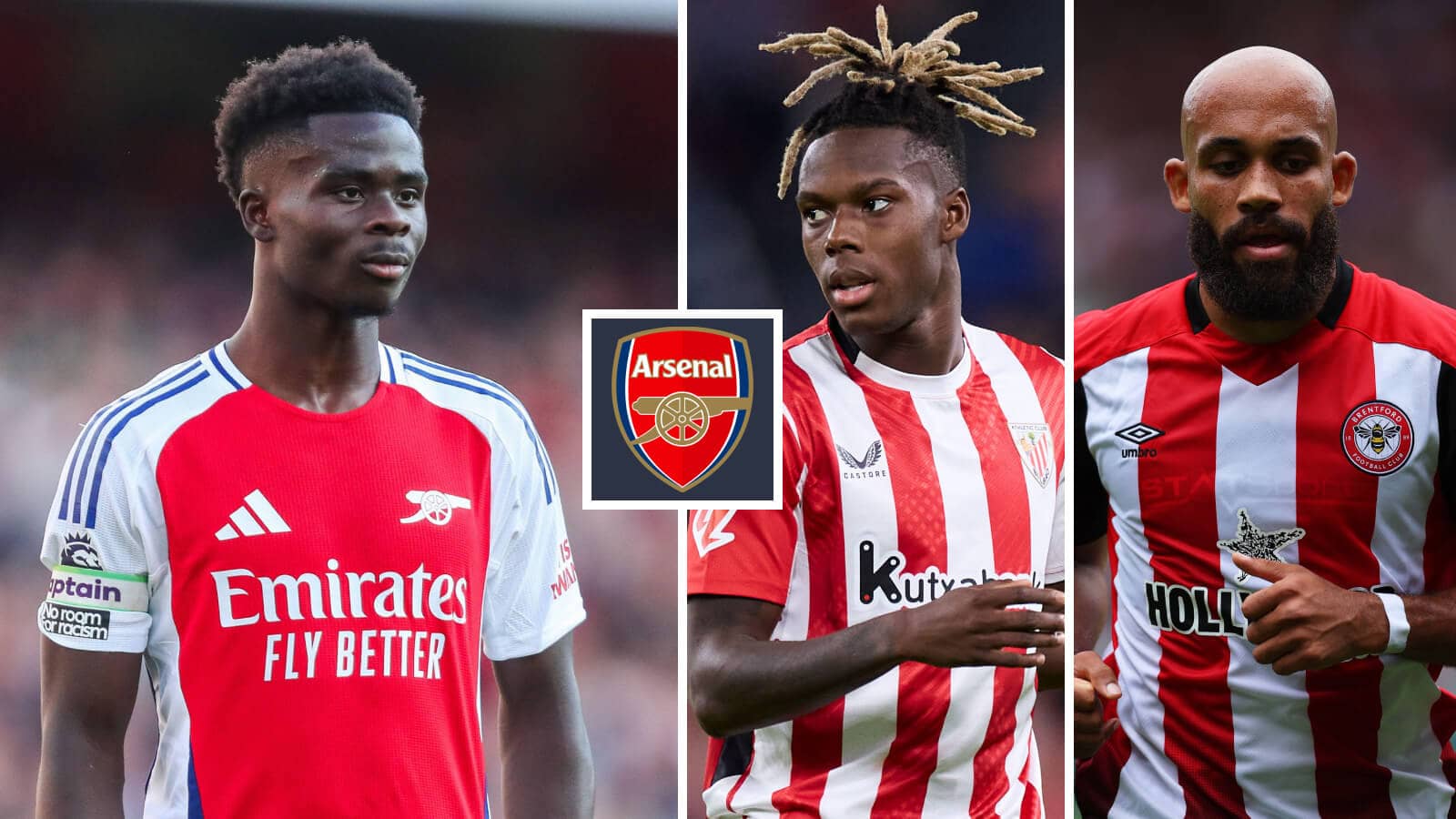 Bukayo Saka at Arsenal, Nico Williams at Athletic Bilbao and Bryan Mbeumo at Brentford