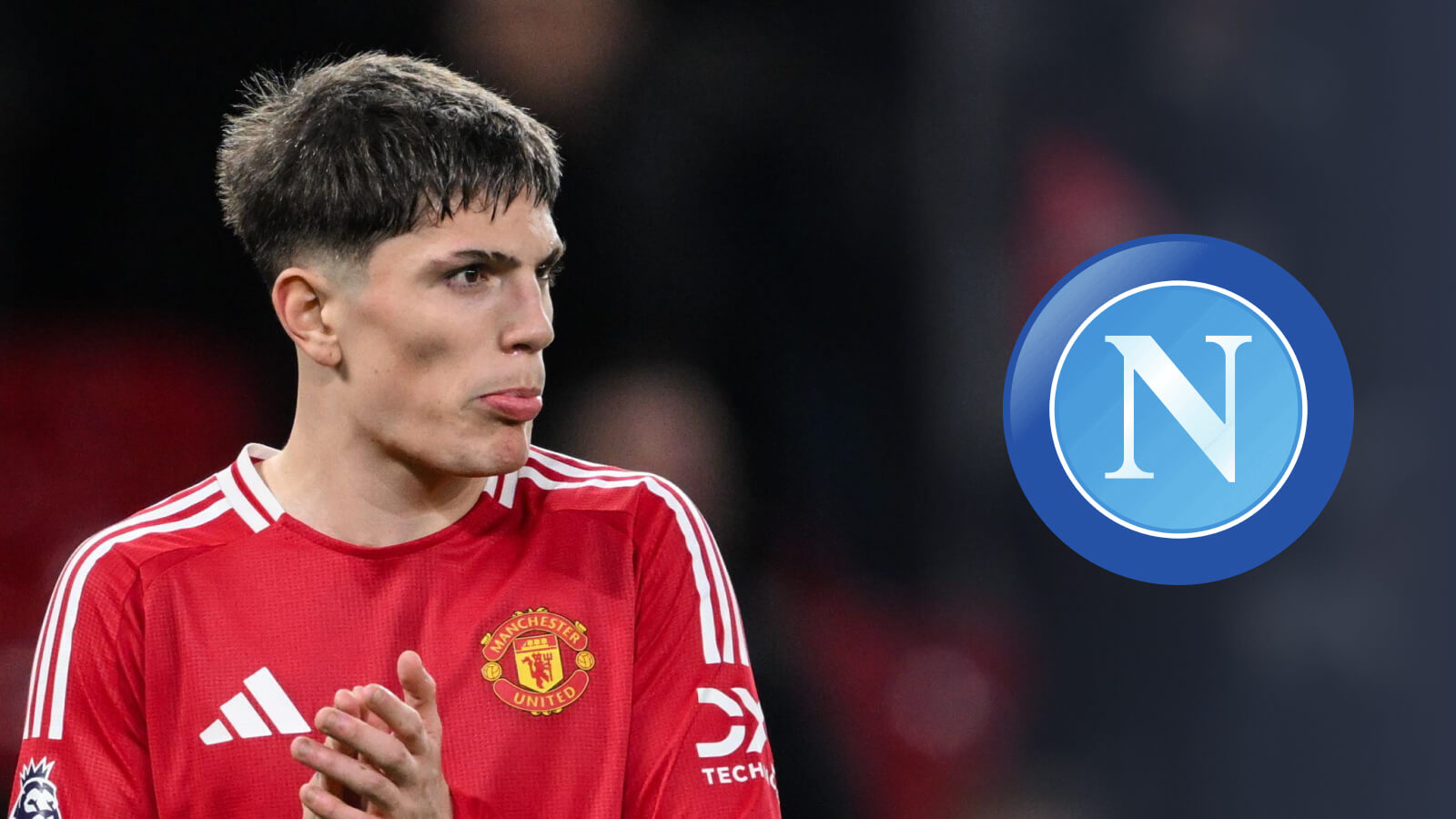 Man Utd winger Alejandro Garnacho, Napoli badge